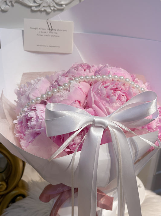 Sweet peony|進口粉色芍藥蝴蝶結鮮花束