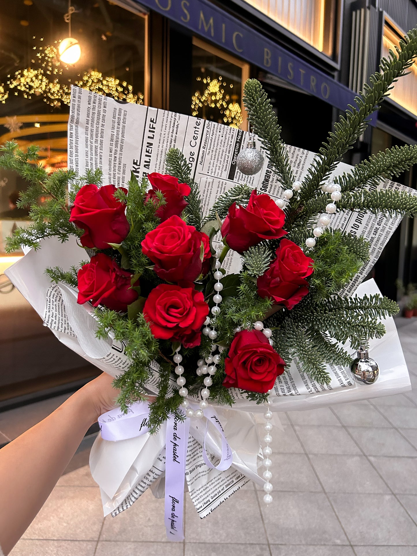 Santa’s secret|進口諾貝松紅玫瑰鮮花束