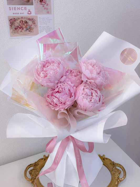Shining peony|5朵進口粉色芍藥鮮花束