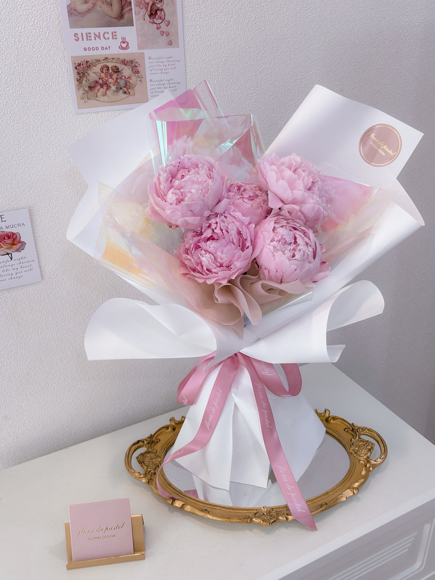 Shining peony|5朵進口粉色芍藥鮮花束