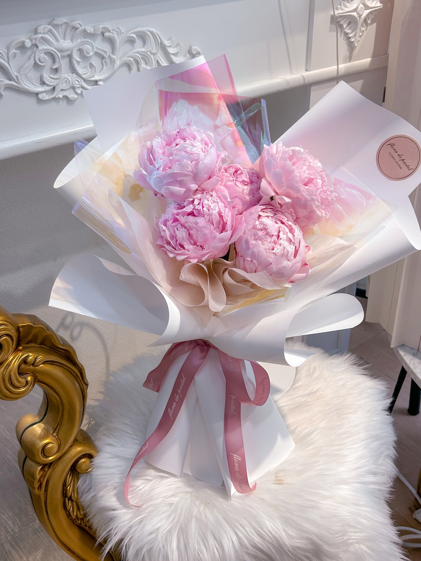 Shining peony|5朵進口粉色芍藥鮮花束