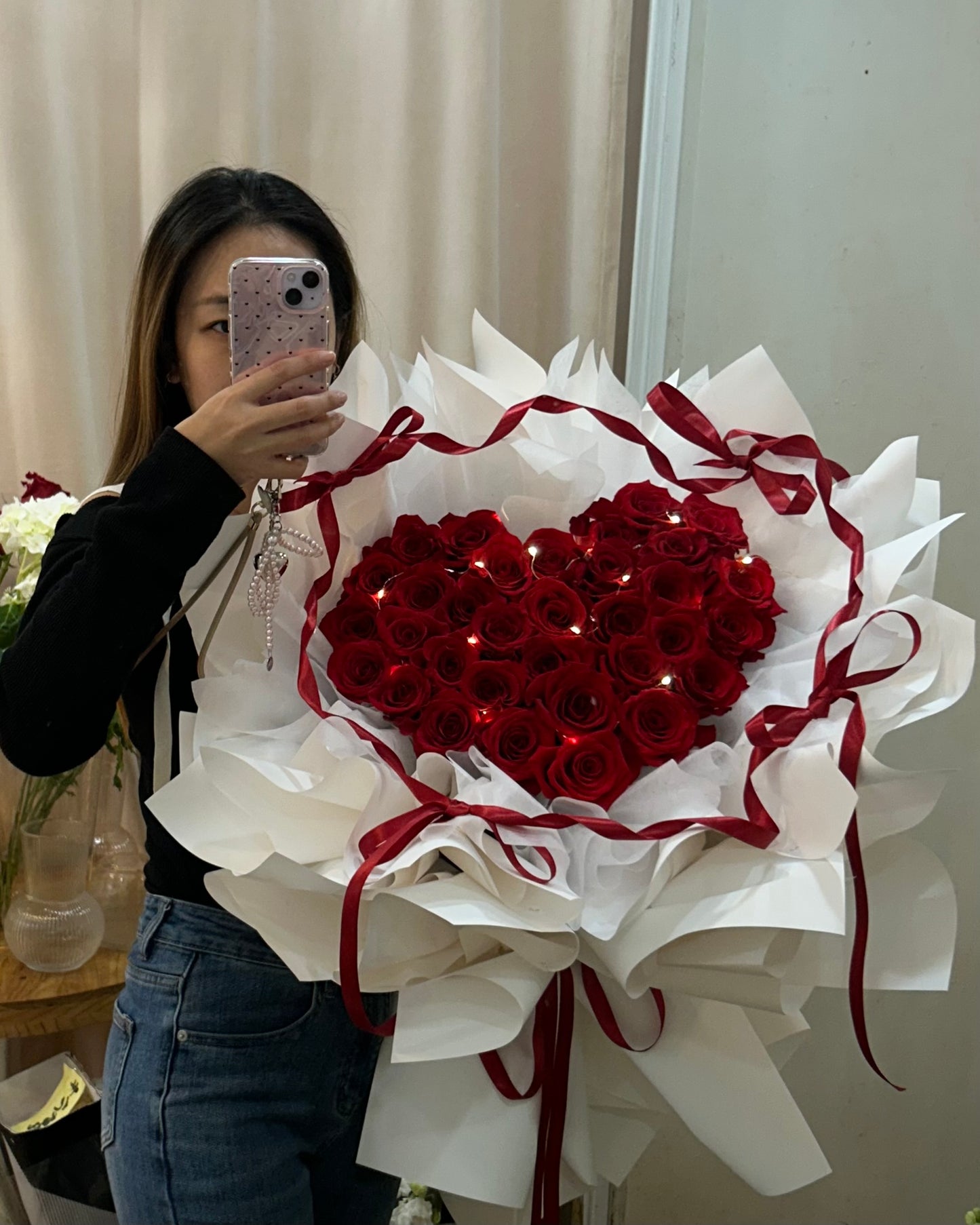 Red romance|33朵進口紅玫瑰愛心鮮花束