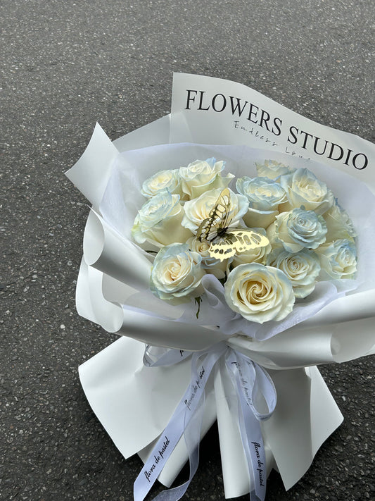 Ice Blue|碎冰藍玫瑰鮮花束