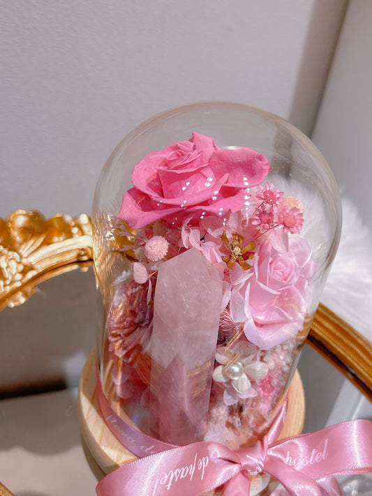 好人緣|粉水晶幸福永生罩花