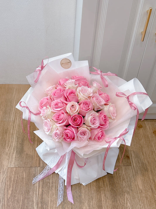 My dolly|25朵進口粉玫瑰鮮花束