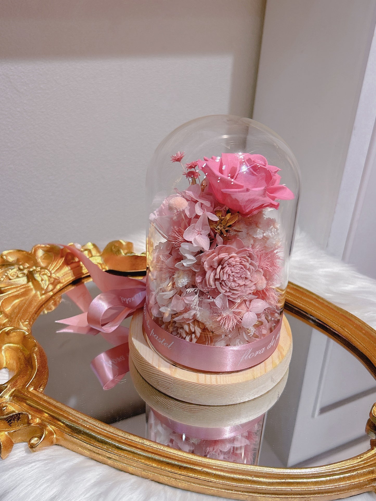 好人緣|粉水晶幸福永生罩花