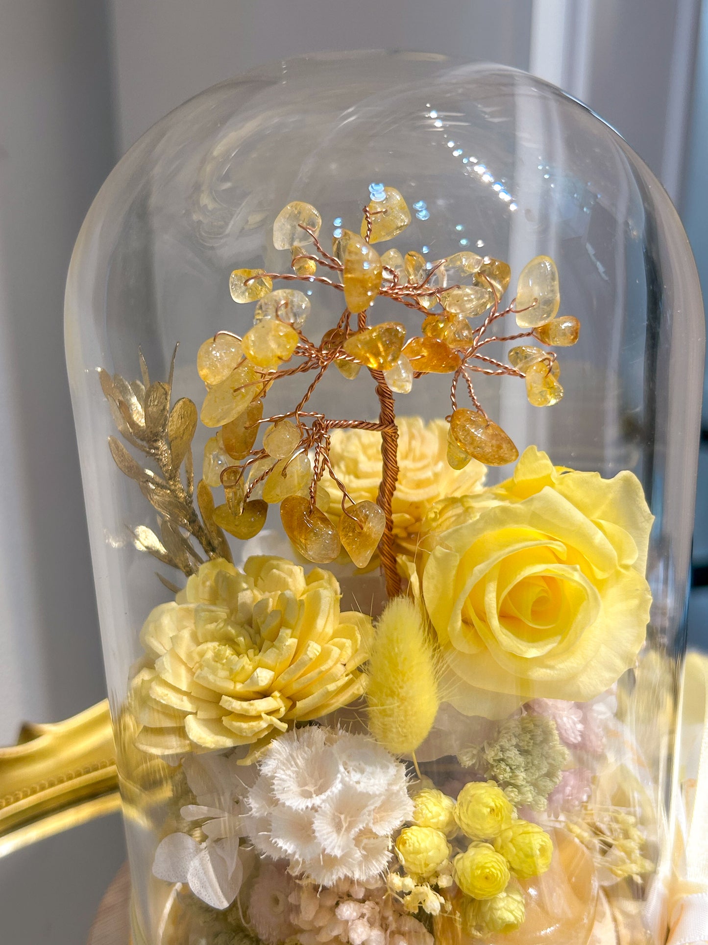 金運滿滿|黃水晶招財永生罩花