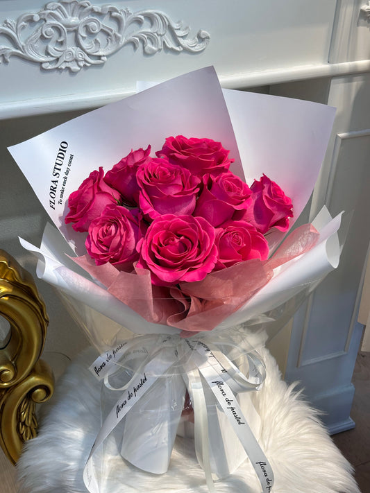 Raspberries|9朵進口桃紅玫瑰鮮花