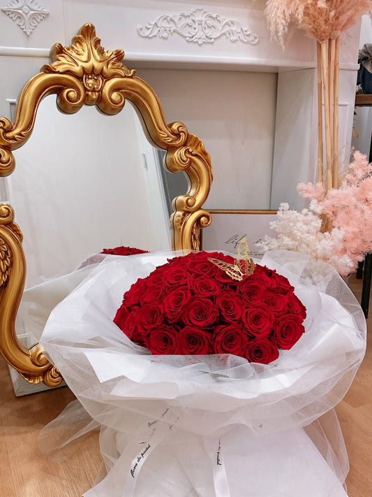 皇家厄瓜多紅玫瑰永生花束 33朵|52朵 |99朵