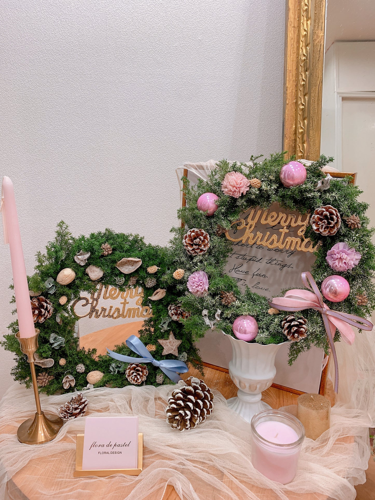 日本永生雪松聖誕花圈