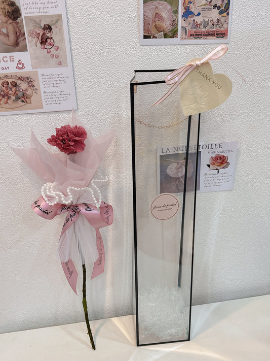 母親節花禮 ｜
The best mum單支珍珠紗康乃馨永生花