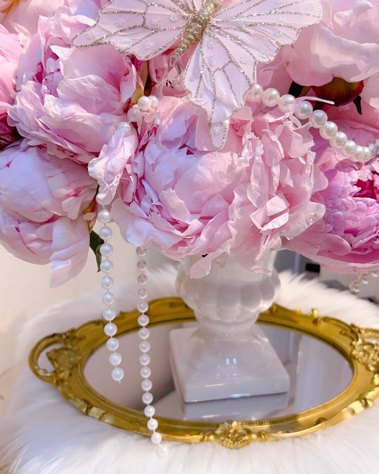 Fancy peony｜進口粉色芍藥蝴蝶結羽毛鮮花桌花