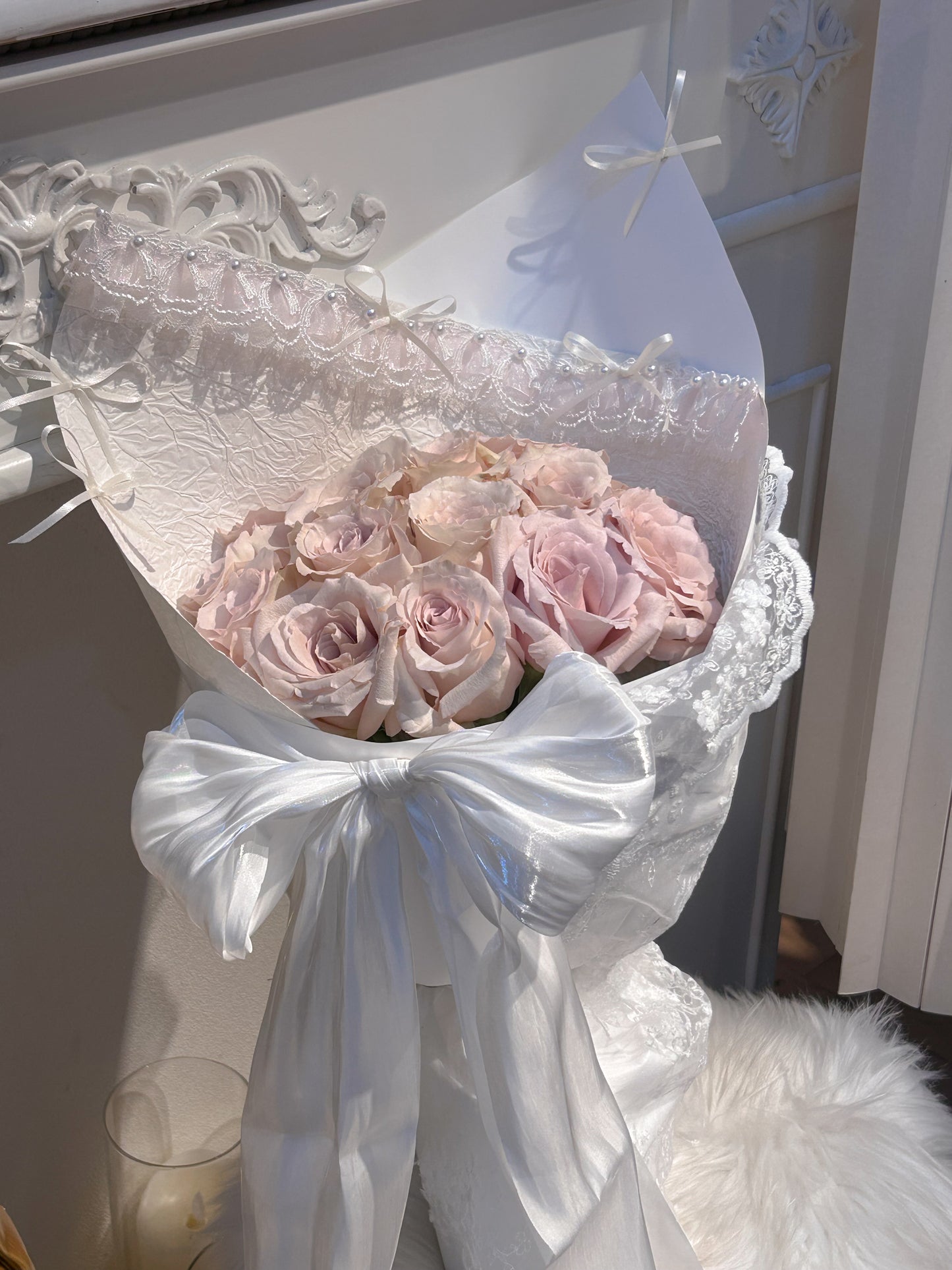 Lace letter｜16朵流沙玫瑰蕾絲建花束