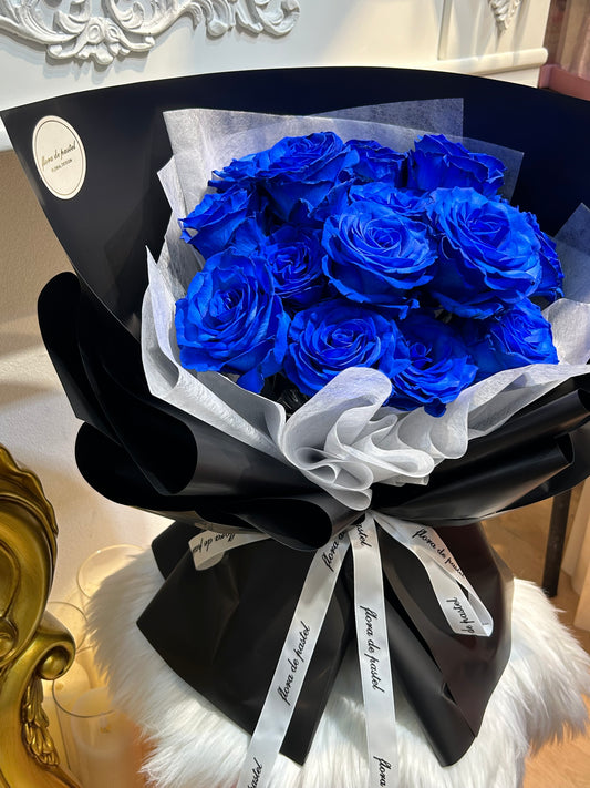 Rose-Blue｜皇家厄瓜多藍玫瑰鮮花束【貴族藍】｜15朵｜