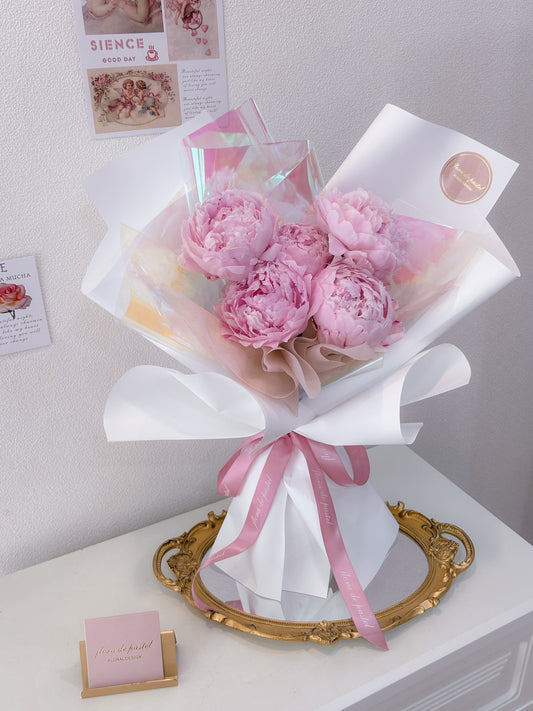 Shining peony｜5朵進口粉色芍藥鮮花束