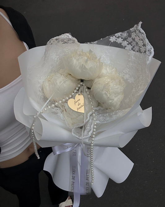 White peony｜5朵進口芍藥鮮花束