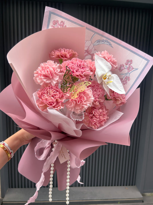 Elegance｜9朵康乃馨蘭花鮮花束