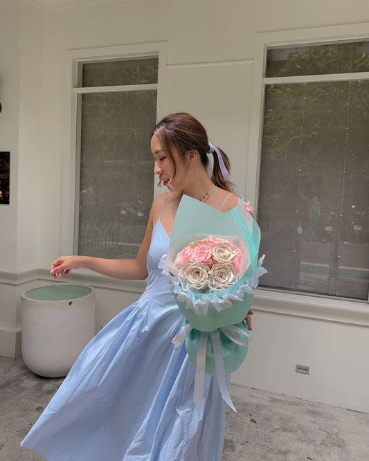 Cinderella｜9朵珍珠粉色永生花束