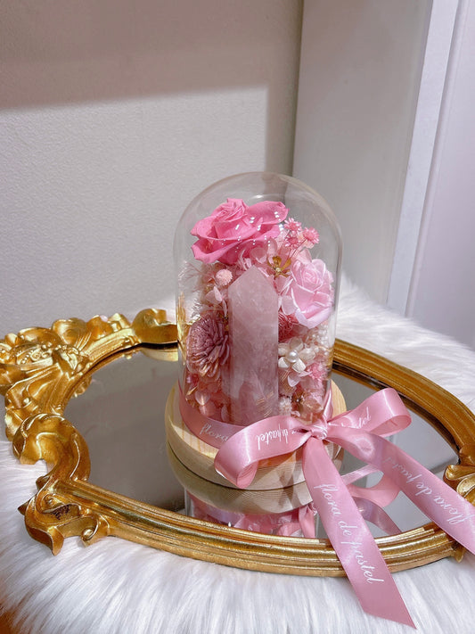 好人緣｜粉水晶幸福永生罩花