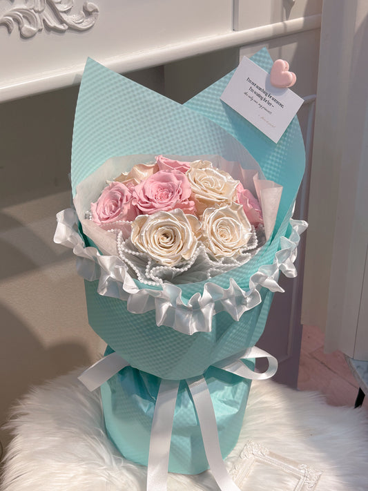 Cinderella｜9朵珍珠粉色永生花束