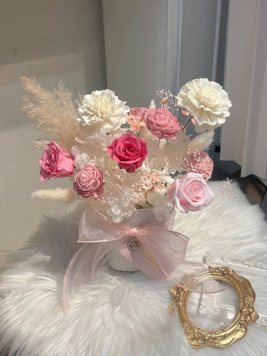 Pink fairy｜粉色日本永生玫瑰桌花