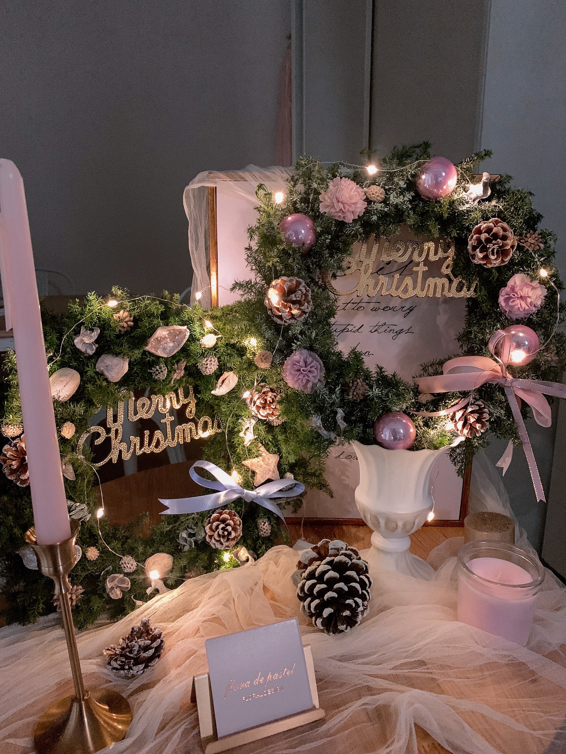 日本永生雪松聖誕花圈