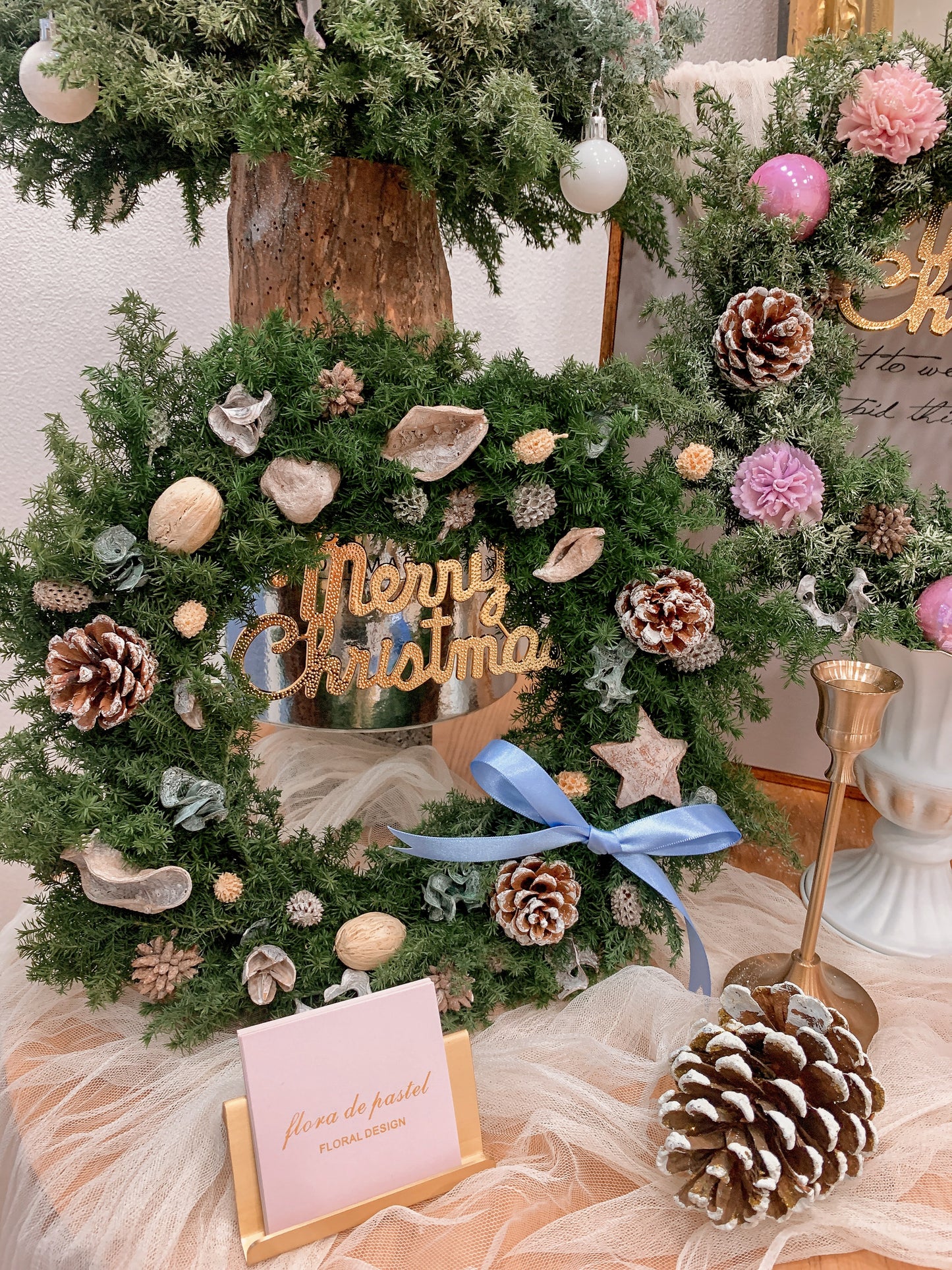 日本永生雪松聖誕花圈