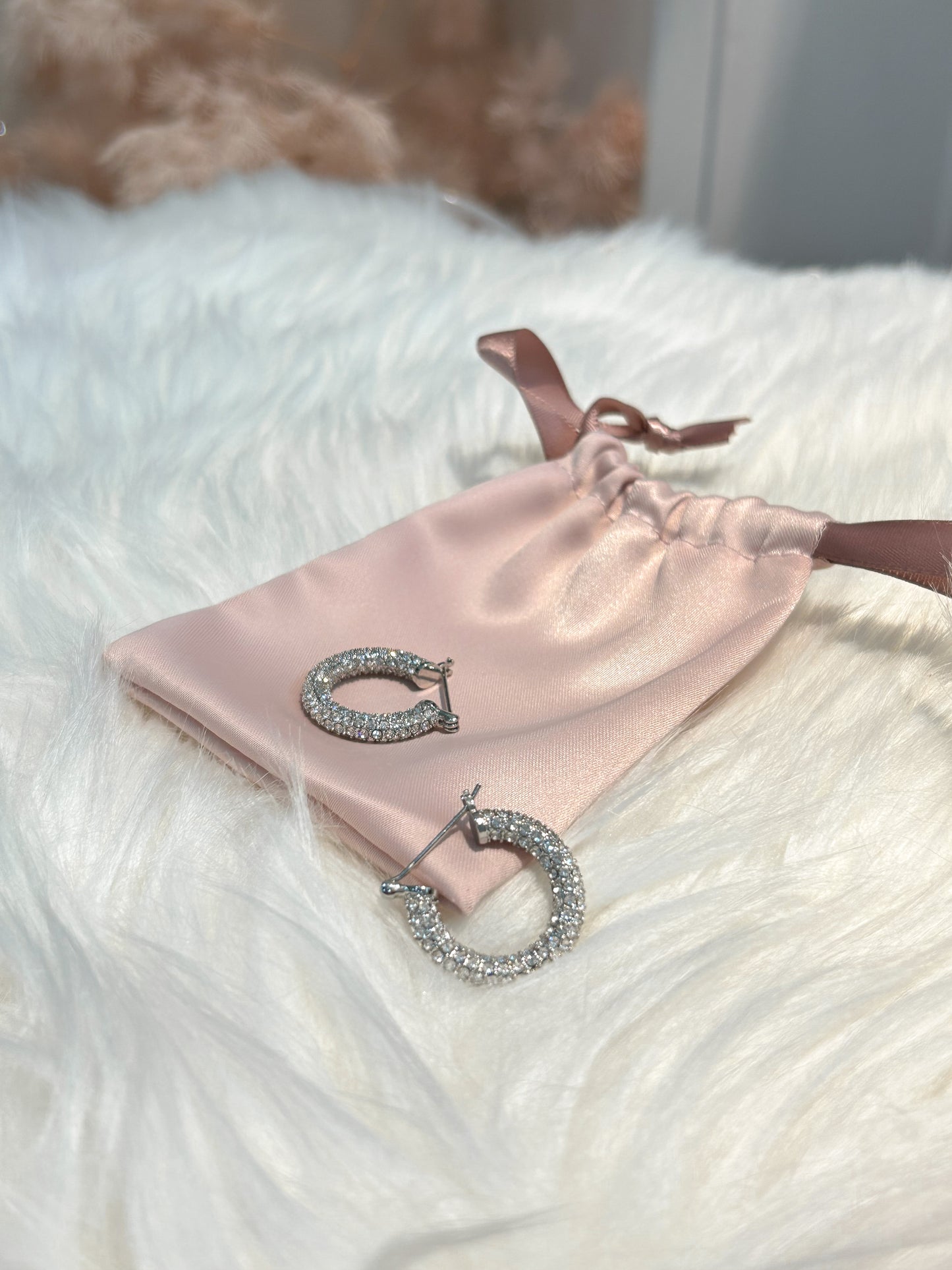 Sparkling hoop earrings ｜ 閃鑽圈圈耳銀