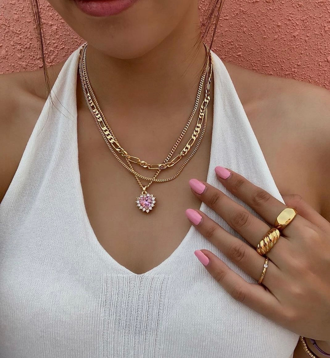 Show me your heart necklace | 愛心寶石金項鏈