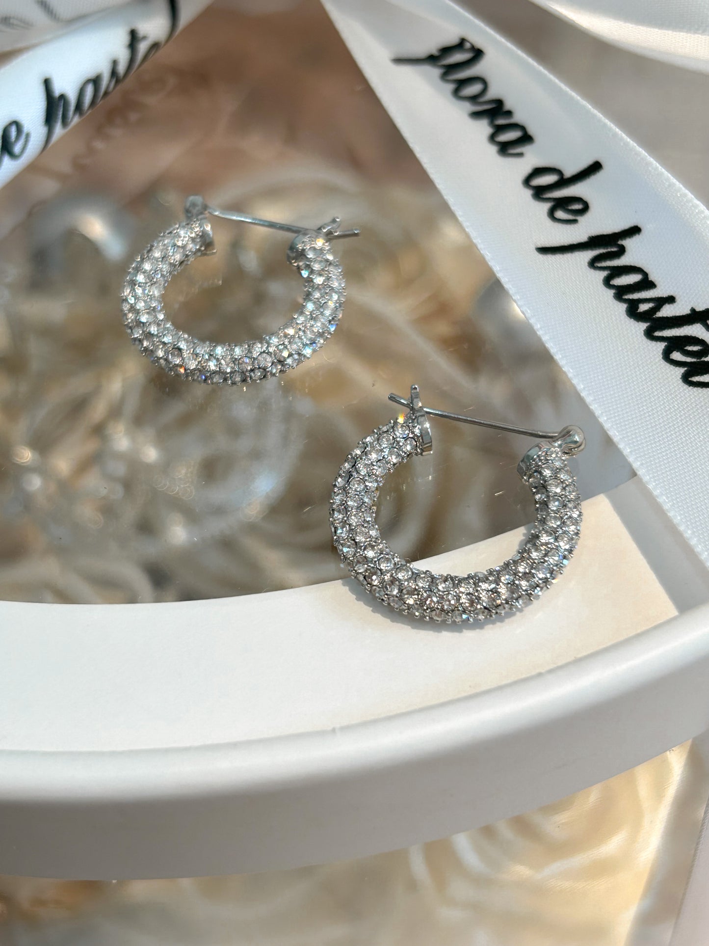 Sparkling hoop earrings ｜ 閃鑽圈圈耳銀