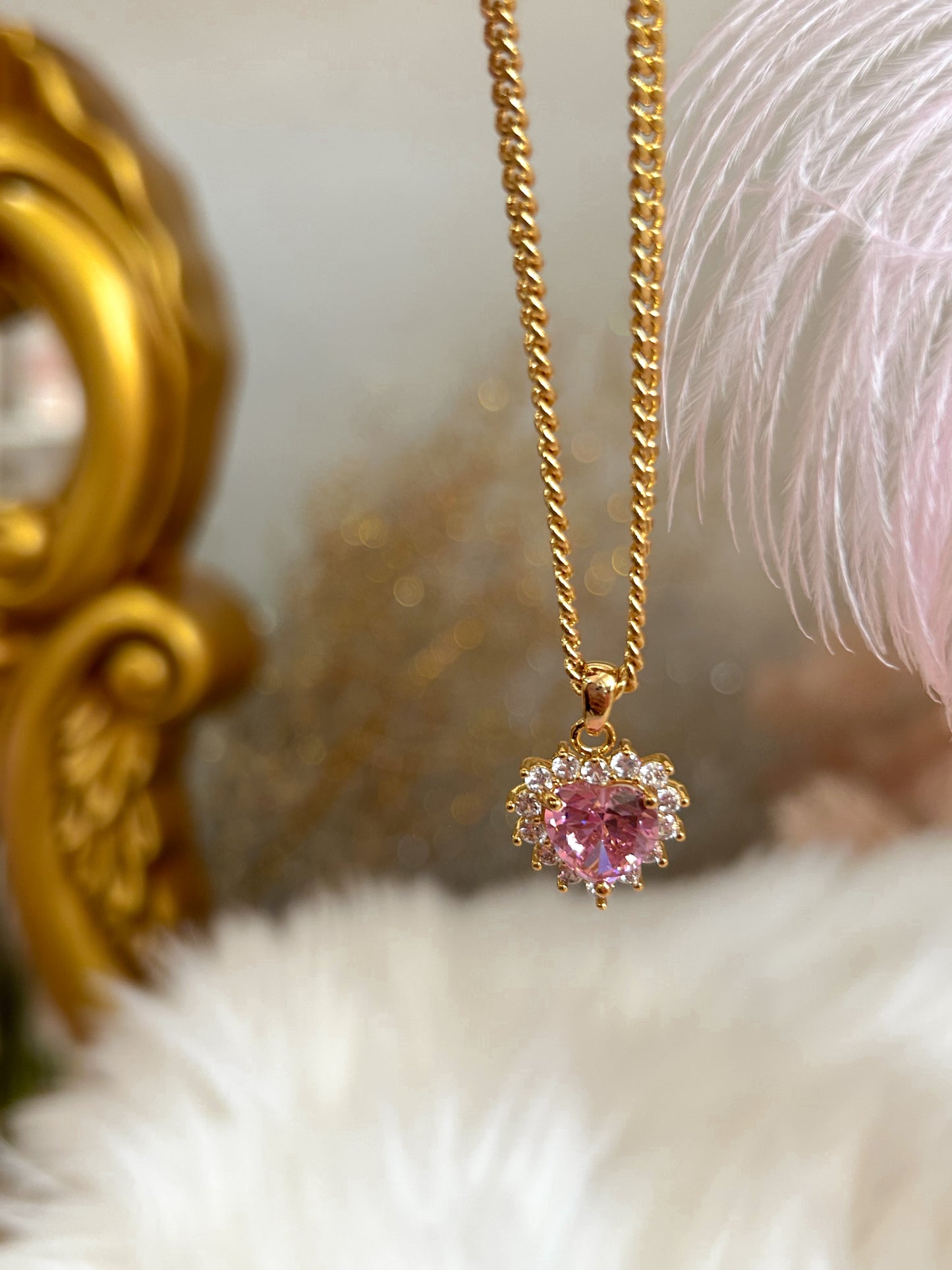 Show me your heart necklace | 愛心寶石金項鏈